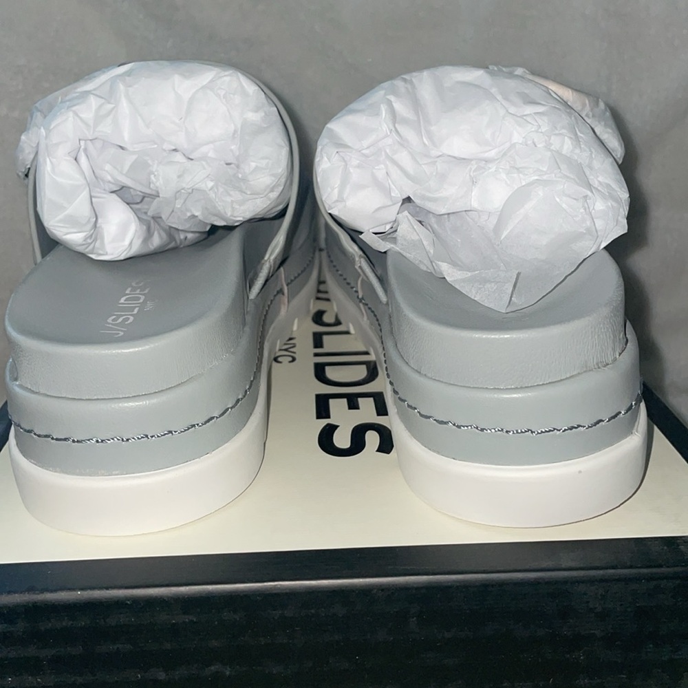 NWT J/SLIDES BAHA Light Grey Leather Sandal - Picture 9 of 14